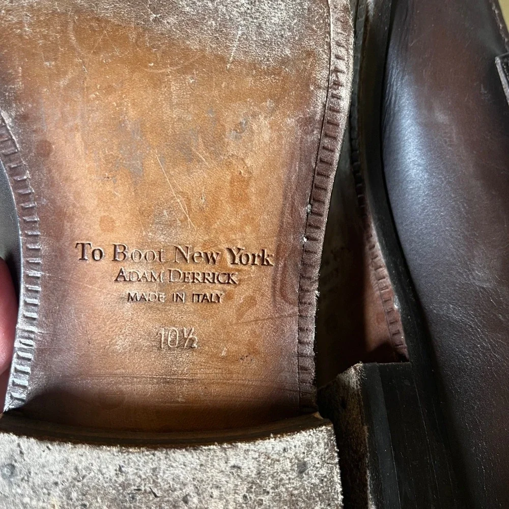 To Boot New York Penny Loafers Brown Burnished Leather Italy 10.5 D